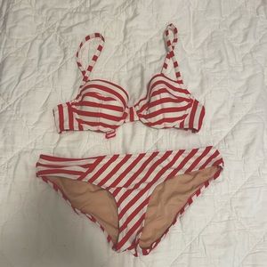 J.Crew Red & White Striped Bikini